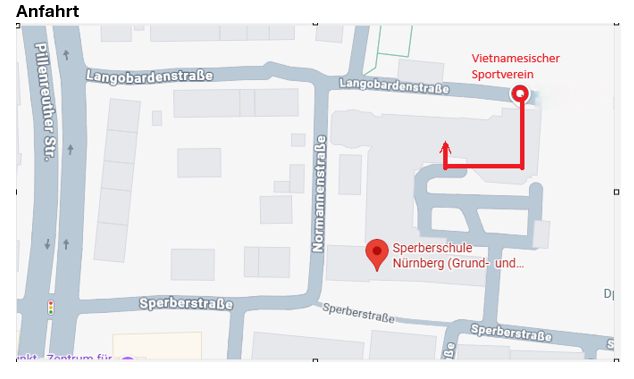 Anfahrt zur Sporthalle der Sperberschule Nürnberg